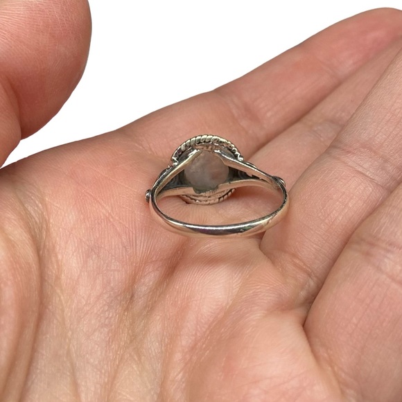 Rainbow Moonstone Ring Size 8 Solid Sterling Silver 925 Dainty Boho Stone - Picture 11 of 12